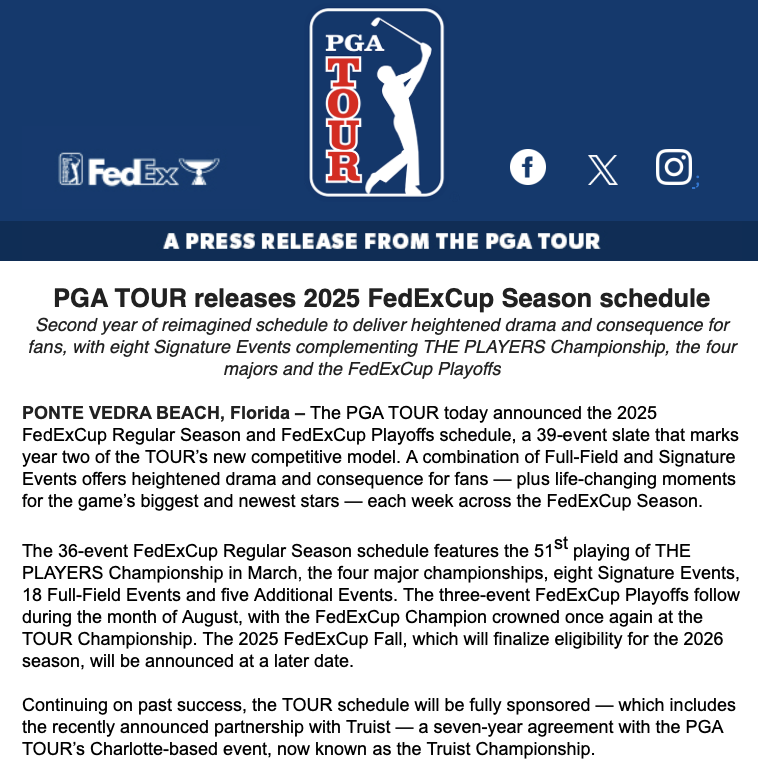 Image of Golf Majors Championship - 2025 schedule